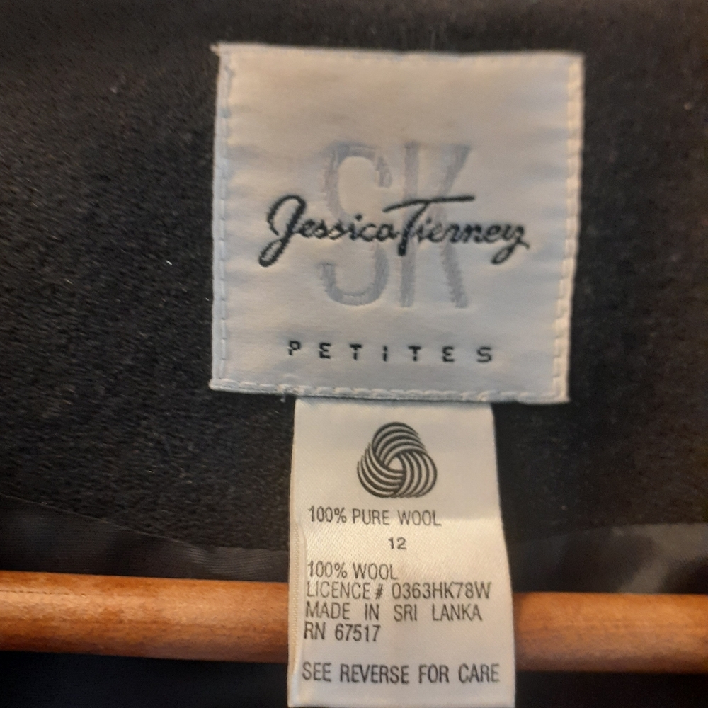 Vintage Jessica Tierney 100% Wool Waistcoat Vest Black Piped Size 12P - Picture 3 of 10